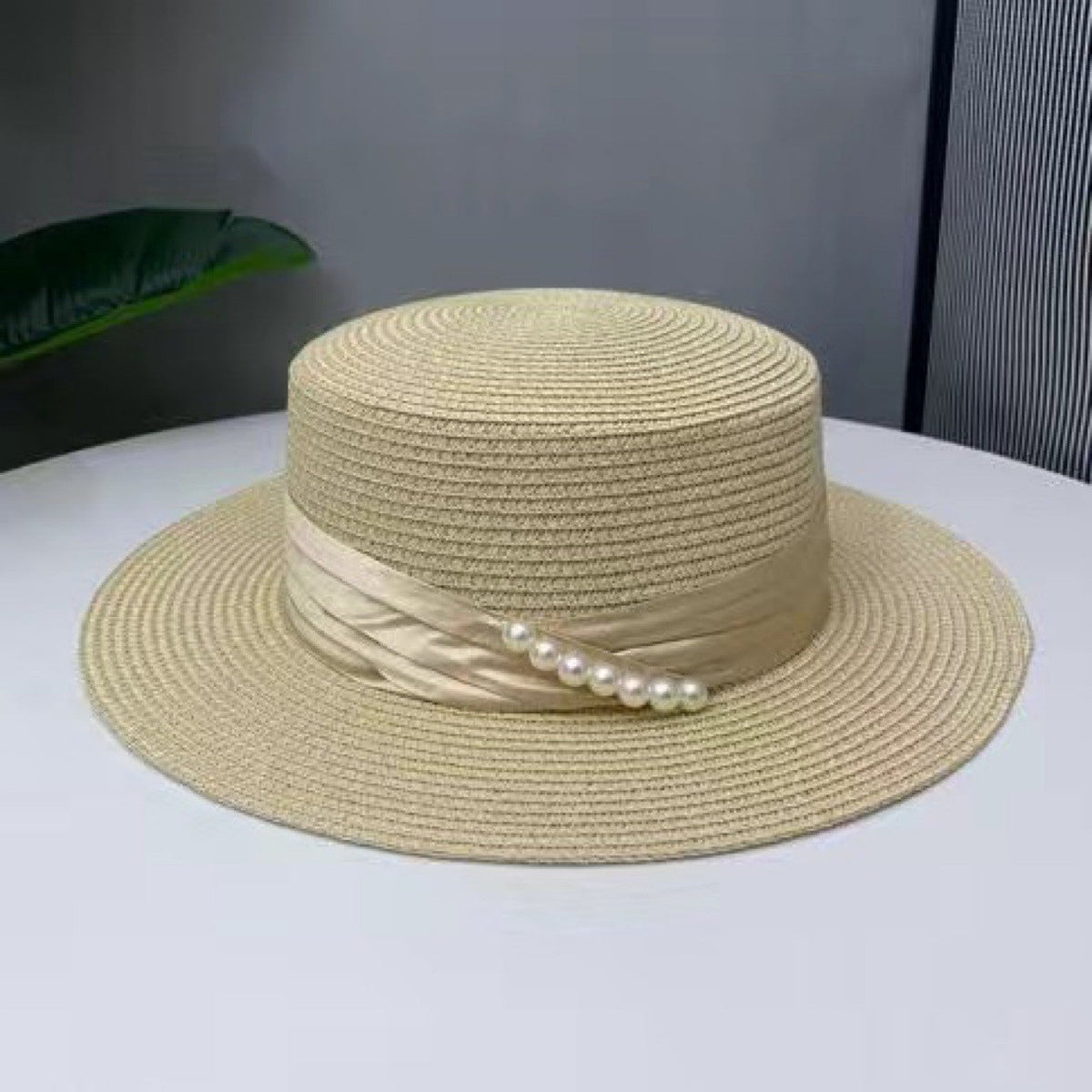 2024 Summer French Elegant Beach Straw Hats for Women Visor Fitted Hat Brim Jazz Travel Pearl Female Casual Panama Hat Suncap