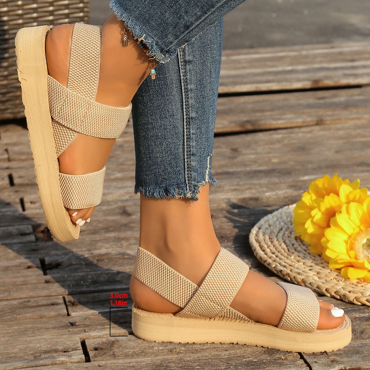 2025 Women's fashion trend anti-slip wear-resistant pure black belt soft soled high-heeled sandals shoes for women