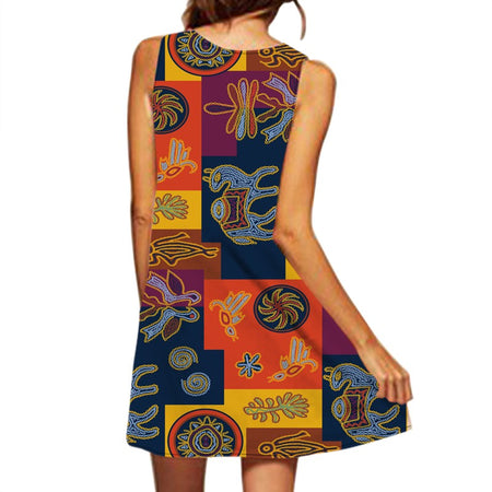 2024 European and American Cross Border Women's New Dress V-neck Sleeveless Sexy Printed Large Hem Foreign Trade Dress