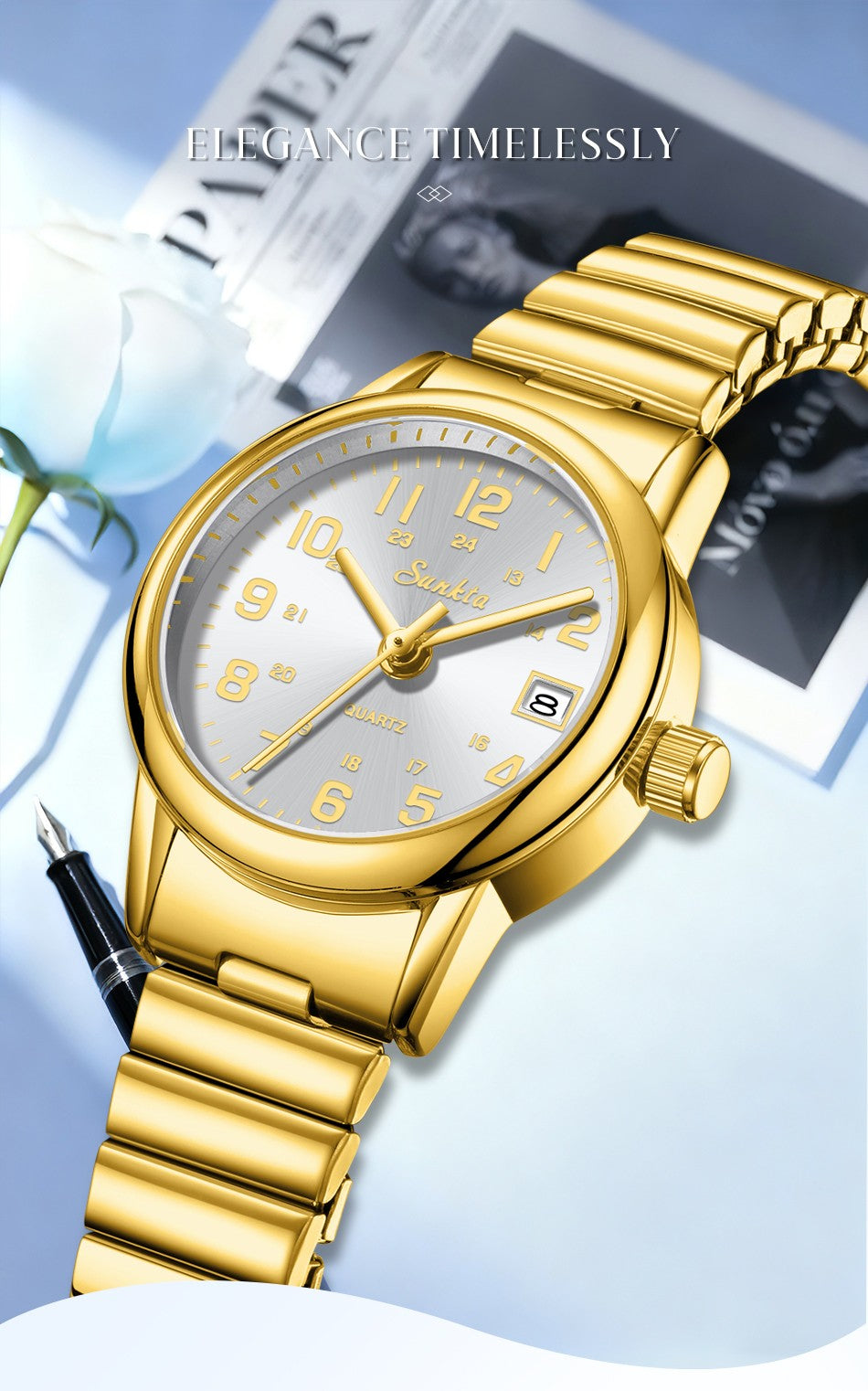 LIGE Sunkta Elegant Fashion Woman Watch Classic Luxury Auto Date Waterproof Simple Stainless Belt Watches for Women Montre Femme