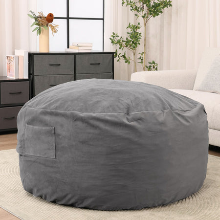JHK Oversized 3/4FT Bean Bag Chair for Gaming Reading Lazy Sofa Foam Filled Couch with Removable Cover Living Room Furniture
