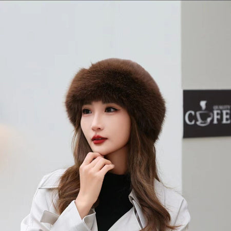 2024 Y2K Fluffy Faux Fur Bucket Hat Women Rabbit Fur Warm Thick Plush Winter Hat Lady Luxury Fashion Furry Panama Fisherman Cap