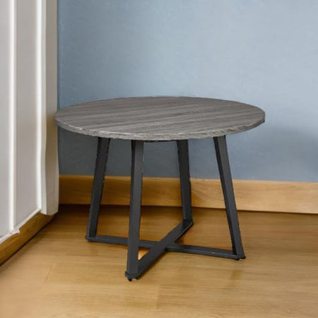 Ashley Centiar Mid-Century Modern Round Dining Table with Gray and Black Metal Legs
