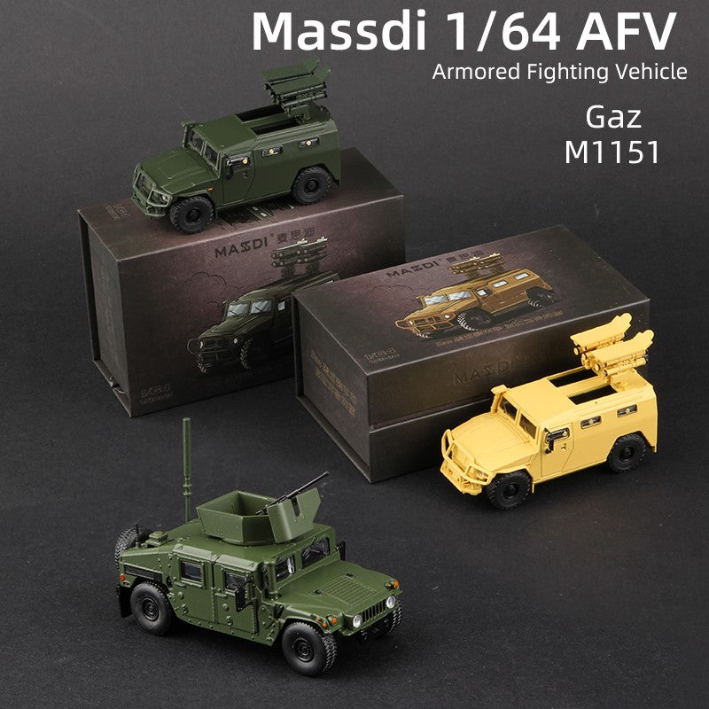Massdi 1:64 Tiger Gaz Armored Vehicle Car Model M1151 Off-Road Antitank Alloy Miniature Diecast Vehicles Toy Collection