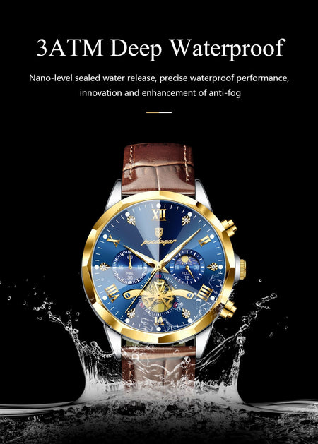 POEDAGAR Military Luxury Men Wristwatch Quartz Waterproof Luminous Chronograph Leather Man Watch Sports Men's Watches Male Reloj
