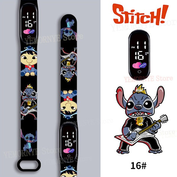 Disney Stitch Digital Kids' Watches Anime Figures LED Luminous Watch Touch Waterproof Electronic Sports Watch Kids Birthday Gift