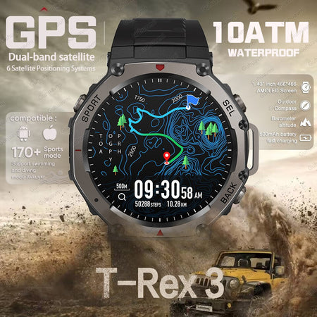 T-Rex 3 GPS Smart Watch 10ATM IP69K Waterproof Clock Compass Altimeter Call Military Sports Smartwatch Men For HUAWEI Bracelet