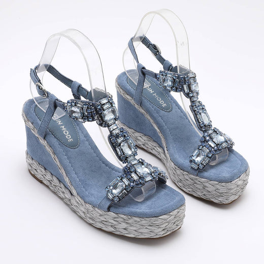 Trendin Mode Women's Velvet High Wedge Sandals 10cm Heel