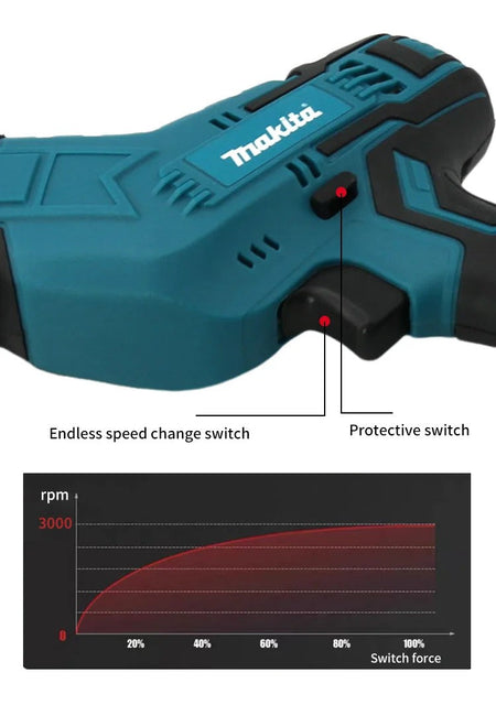 Makita-Brushless Cordless Reciprocating Saw, Electric Power Tool, Portable, Wood, Metal Pipe, Cutting Chain Saw, 18V, ML-505