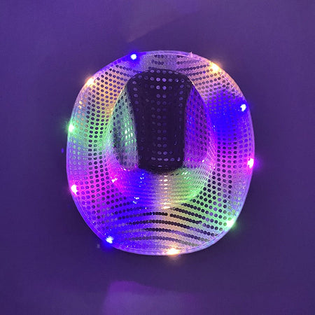 Wireless LED Western Cowboy Hat Light Up Cowboy Hat Disco Bride Pink Cowgirl Hat Concert NightClub Wedding Costumes Accessories