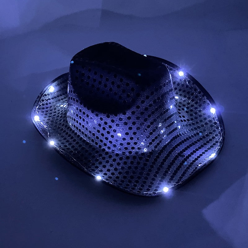 Wireless LED Western Cowboy Hat Light Up Cowboy Hat Disco Bride Pink Cowgirl Hat Concert NightClub Wedding Costumes Accessories