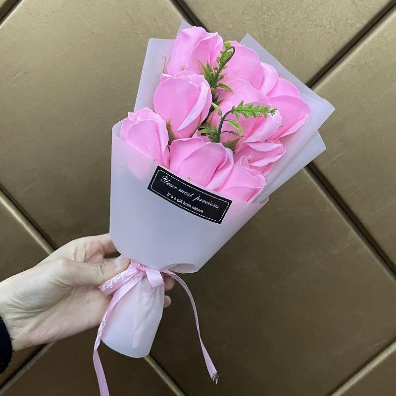 9 Heads Soap Flower Rose Bouquet Artificial Flower For Christmas Wedding Birthday Party Valentine's Day DIY Gift Home Decoration