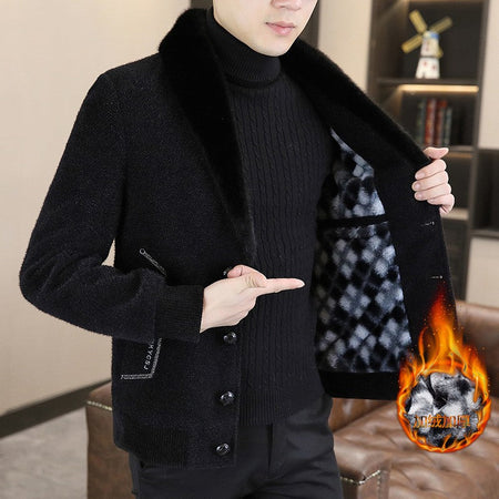 2024 Winter Woolen Jacket for Men Thick and Plush Warm Lapel Trench Coat Casual Business Wool Blends Social Streetwear Overcoat