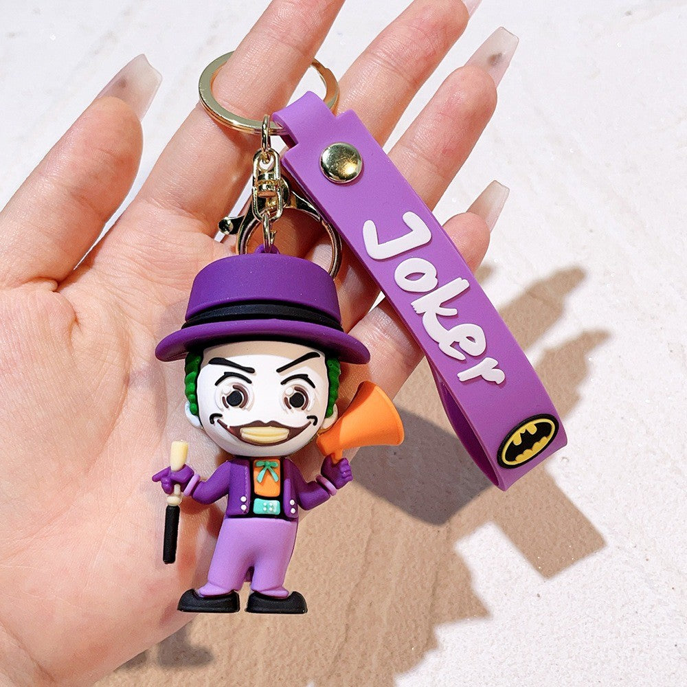 Anime Harley Quinn cartoon Marvel Batman Joker image doll bag keychain cute pendant Wonder Woman car accessories keychain