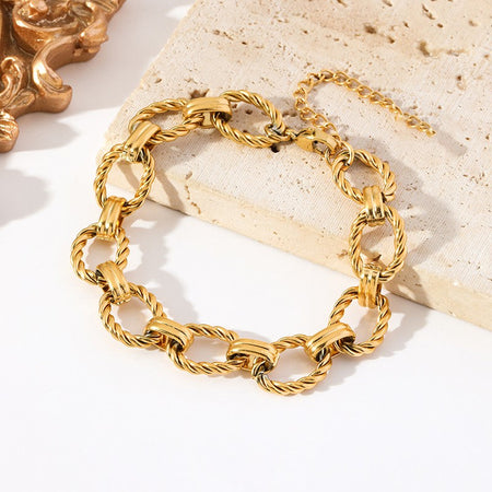GANEMLY 316L Stainless Steel Metal Chain Necklace Bracelet Set For Women New Punk Collar Chokers Waterproof Jewelry Femme Gift