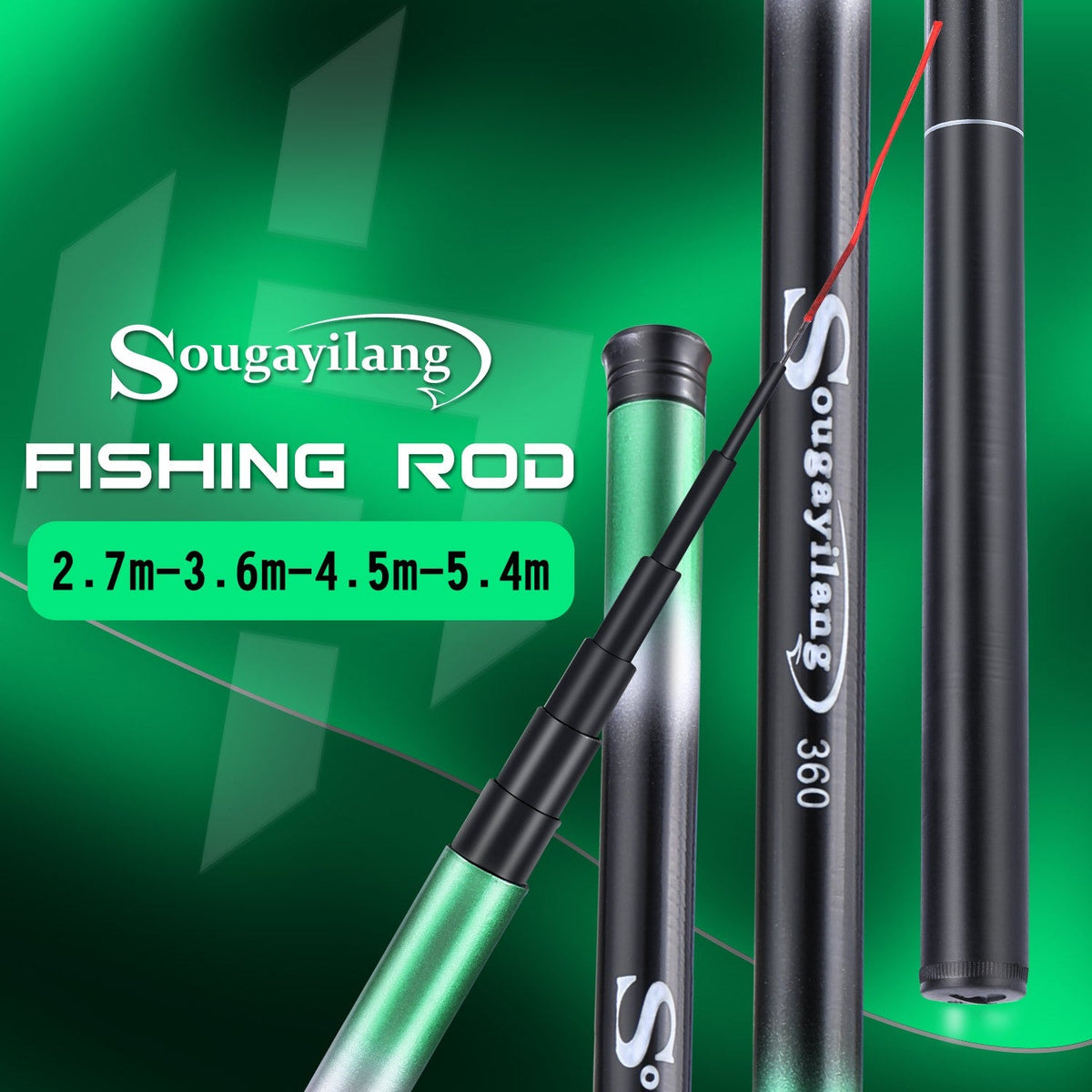 Sougayilang Carp Fishing Rod 2.7/3.6/4.5/5.4M Portable Ultra Light Telescopic Fishing Pole Max Drag 5Kg Fishing Tools