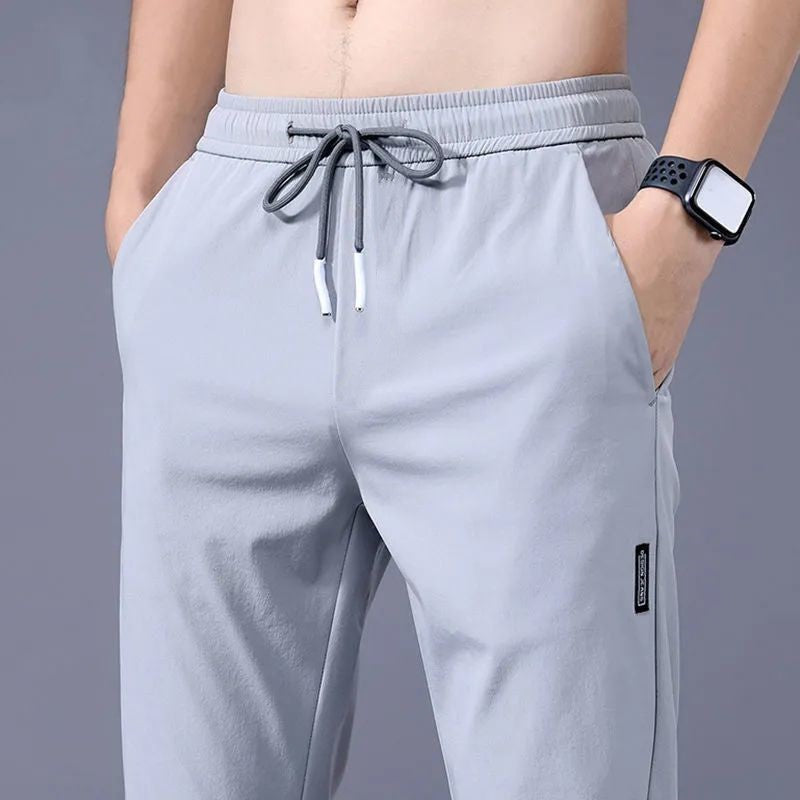 2024 Summer men's casual pants slim fit thin Korean version ice silk pants Jinlun sports pants straight tube quick drying pants