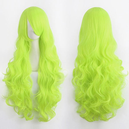European and American style cos color anime wig, with foreign trade buckle net, universal, 80CM long, curly Synthetic fiber wig
