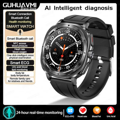 New Health Watch Uric Acid Blood Pressure Blood oxygen Body Analysis Body Fat SmartWatch ECG+PPG Bluetooth call Clock Women Men