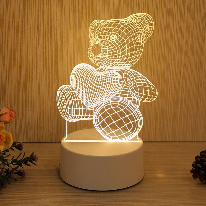USB Operated 3D Acrylic LED Night Light Festival Birthday Kids Gifts Bedroom Bedside Decor Night Lamp Home Novelty Lighting