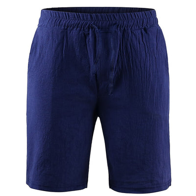 KB New Men's Cotton Linen Shorts Pants Male Summer Breathable Solid Color Linen Trousers Fitness Streetwear S-3XL