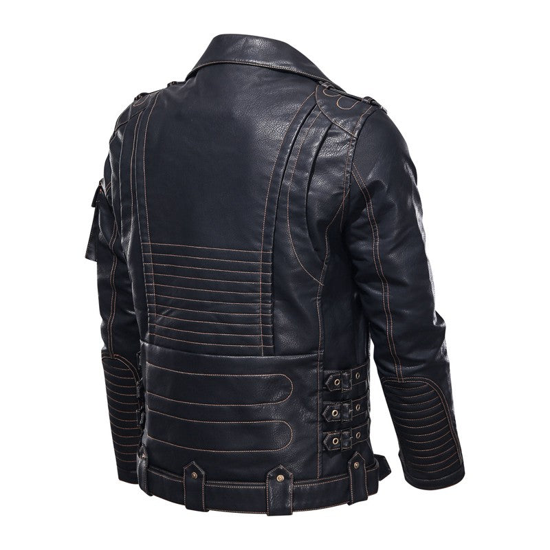 fashion Winter Winter Mens Leather Jacket Men Fashion Motorcycle PU Leather Jacket Cool Zipper Pockets Leather Coats Clothing