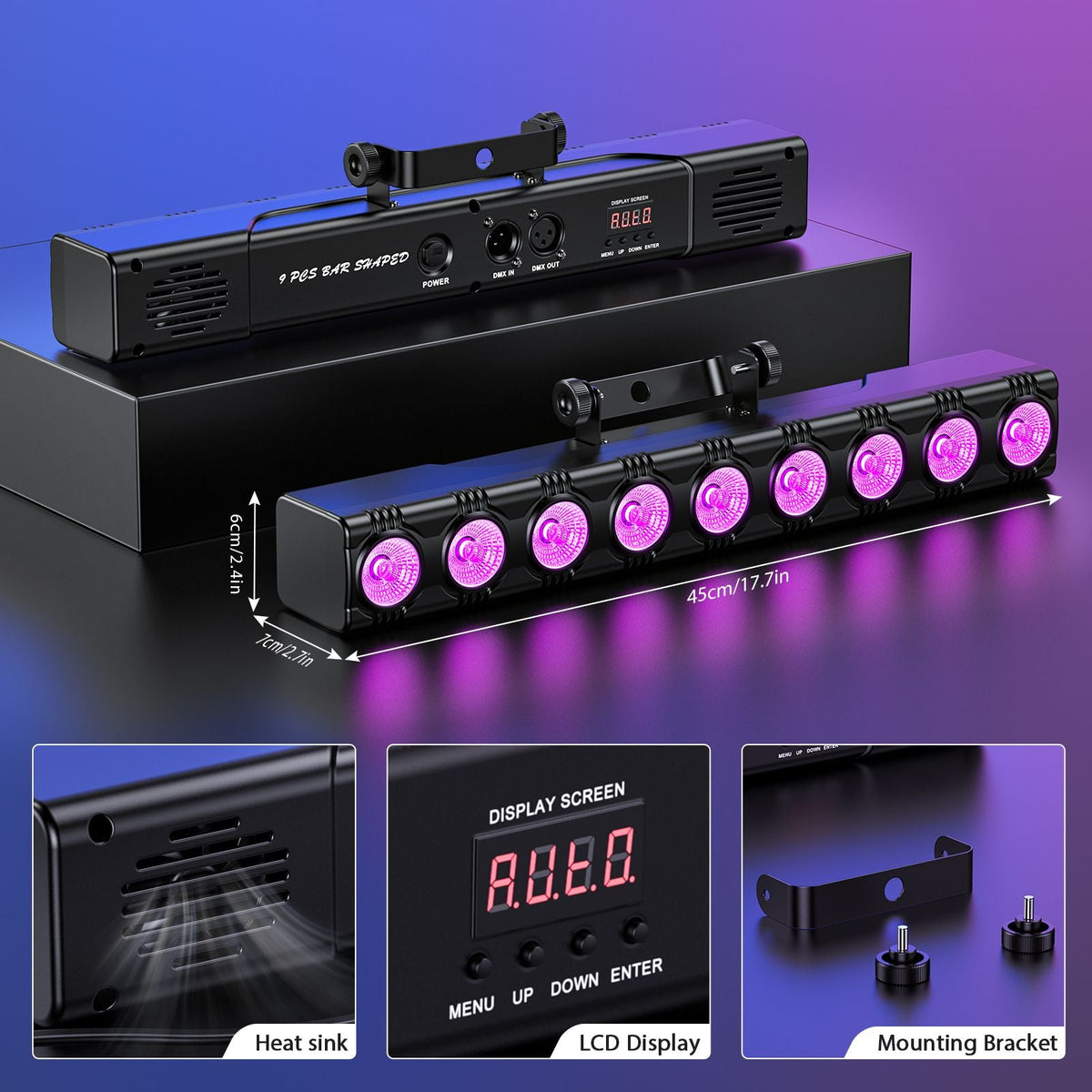 4PCS 9LEDs RGBW 4IN1 DMX Wall Wash Lamp DJ Disco Party Stage Light Effect for Concert Wedding Theater Xmas Live Show Bar Club