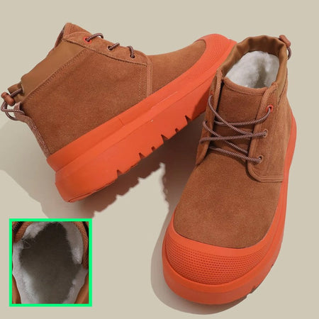 Fujin 4cm New Synthetic Suede Genuine Leather Spring Autumn Ankle Booties Chunky Sneakers High Brand Big Size Plush Women Shoes