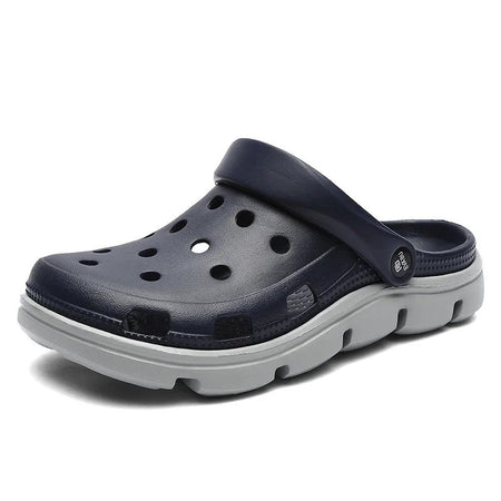 2024 Summer Plus Size Hollow Out Sandals Men's Breathable Slippers Trendy Thick Base Slip-On Beach Shoes Men's Footwear