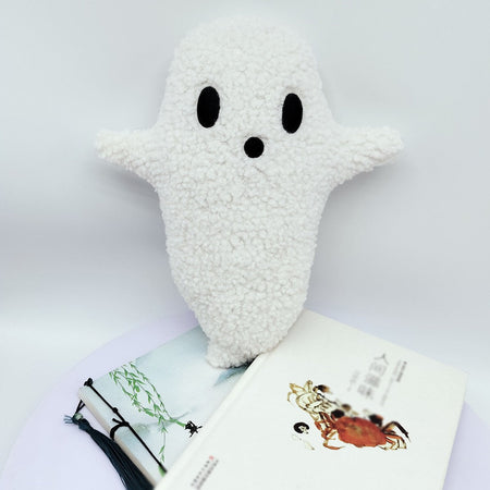 Plush Ghost Throw Pillow Halloween Decor Soft and Cuddly Ghost Shaped Cushion Ideal for Living Room Bedroom or Sofa Decoration