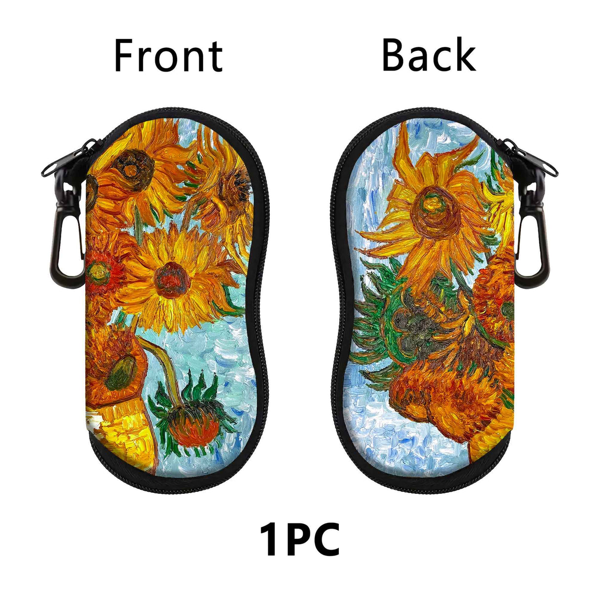 Vintage Van Gogh Sunglasses Box Glasses Soft Cloth Bags Glasses Case Women Zipper Sunglasses Bags Eyeglasses Case Eyewear Bag