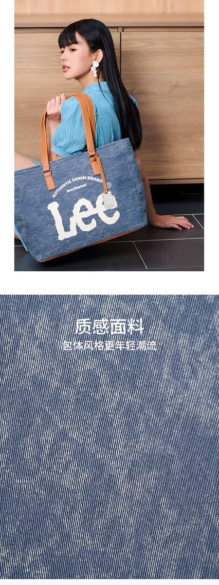 LEE Large Capacity Denim Leather Women's Tote Bags Designer Lady Canvas Daily Big Size Handbag Wear Resistant Shoulder Beach Bag