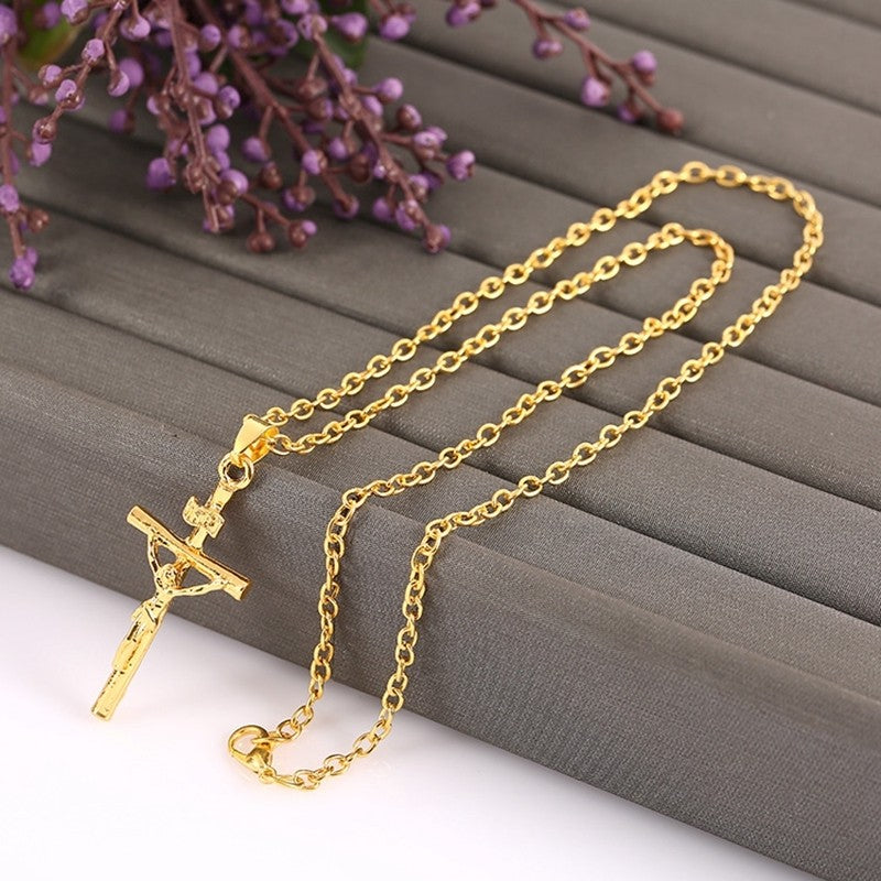 Fashion Gold Color Choker Jewelry Gift INRI Cross Necklaces & Pendants Women Men Gifts