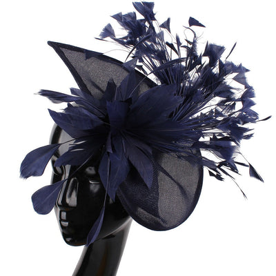 Royal Blue Gorgeous Fascinator Hat With Clips Elegant Women Fancy Feathers Wedding Hats Bridal Hair Accessories Lady Millinery
