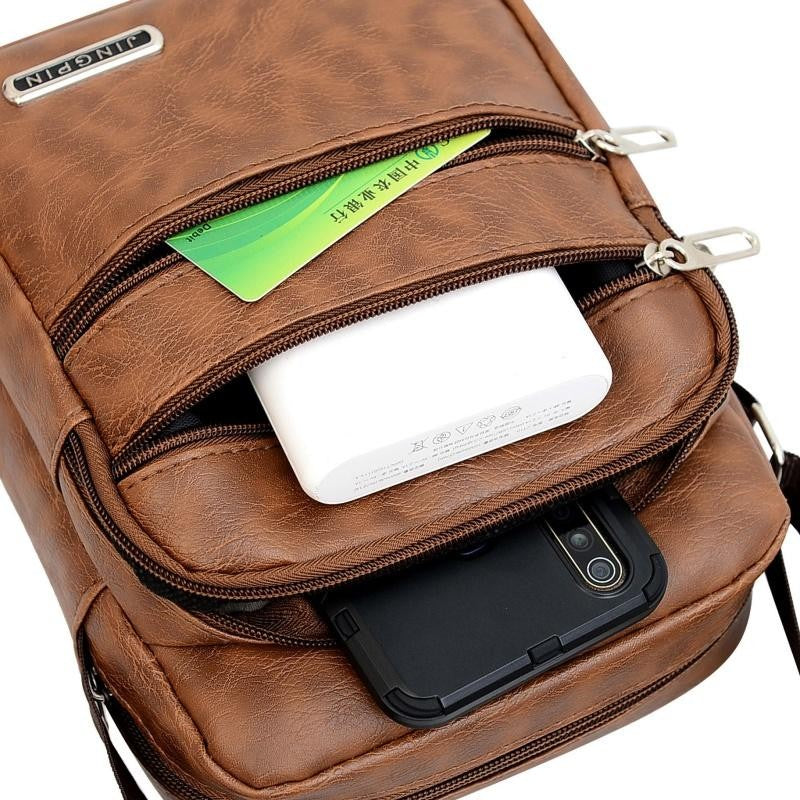 Men's PU Leather Crossbody Shoulder Bags High quality Tote Fashion Business Man Messenger Bag  Leather Bags fanny pack
