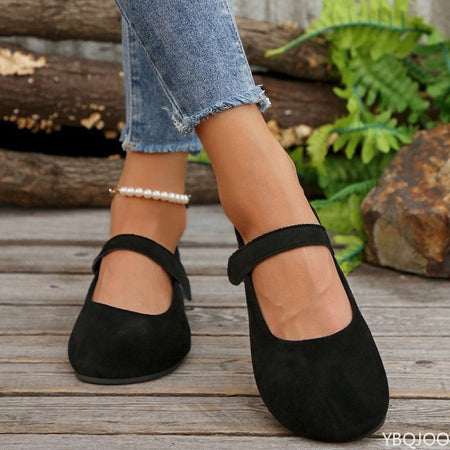Woman's Casual Flats Shoes Round Toe Large size ladies shoes Retro French Mary Jane Dress Flat New Summer Solid Comfortable shoe