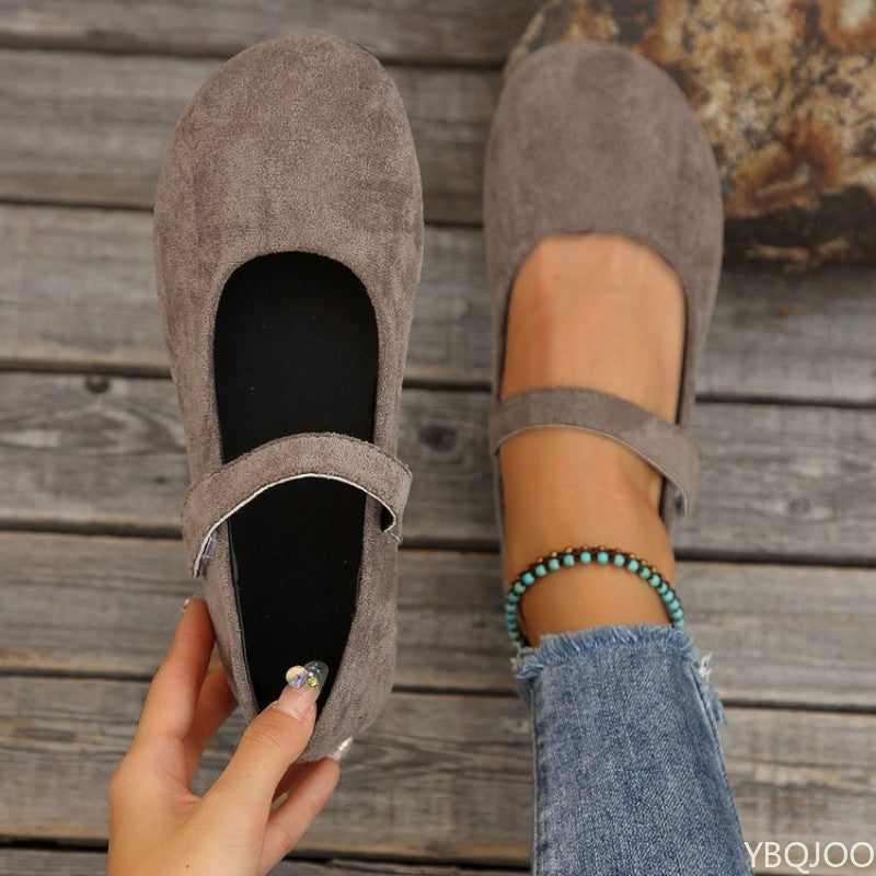 Woman's Casual Flats Shoes Round Toe Large size ladies shoes Retro French Mary Jane Dress Flat New Summer Solid Comfortable shoe