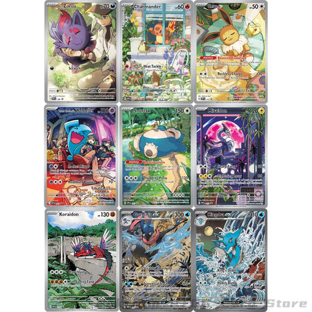 9Pcs PTCG Pokemon Cards SV Scarlet Violet Promo Card Holo Rare Battle Snorlax Charmander Wobbuffet Eevee Foil Trading Cards Gift