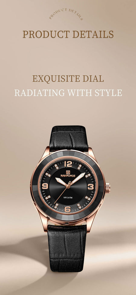 Naviforce 5040 Original New Woman Black Leather Classic Watch Ladies Girls Wristwatch Elegant Quartz Women's Watches