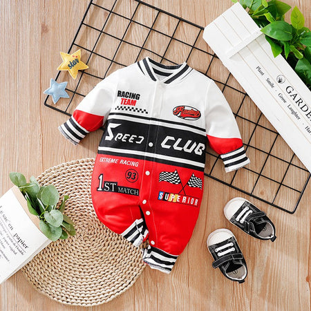 Newborn Clothes Outdoor Racing Clothes Comfortable And Soft For Boys And Girls Spring And Autumn Long Sleeved Baby Jumpsuit