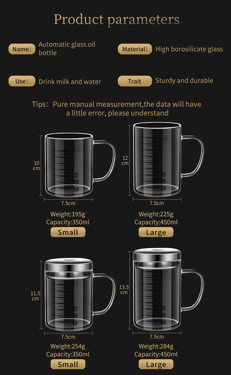Y-244 Milk Cup Caffeine Beaker Mug Graduated Beaker With Handle Borosilicate Glass Multi-Function Food Grade Measuring Cups