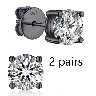 S925 Sterling Silver Four/Six Jaw Moissanite Earrings VVS1 White&Black Moissanite GRA Certified Male And Female Earrings Gift