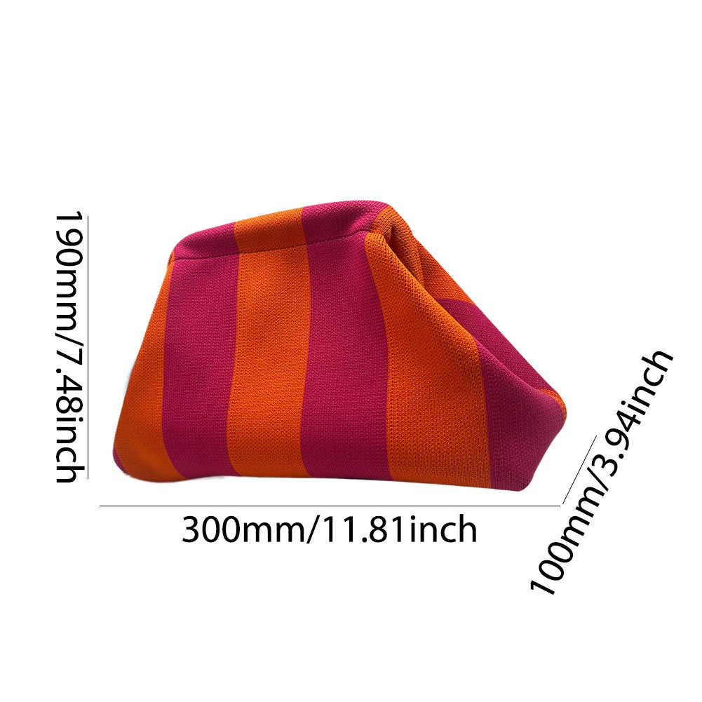 Ladies Crochet Clutch Purses Contrast Color Beach Bags Summer Woven Bags Women's Knitted Dumpling Bag Female Chic Colorblock Bag