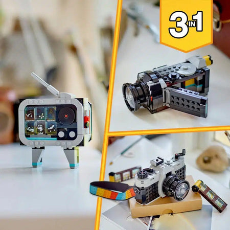 LEGO retro camera 3-in-1 set of miniature building block models for children's birthday gifts, children's collection toy set