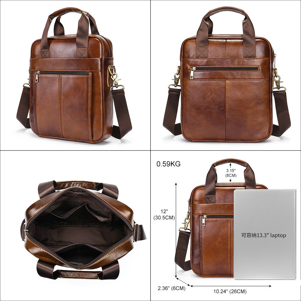 WESTAL Men's Shoulder Bags Genuine Leather Crossbody Messenger Bag For 13.3 Inch Laptop Briefcase Leather Man Handbags 8577