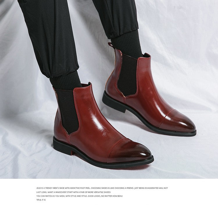 Chelsea Men's Boots with Red Sole, Ankle, Business Round Toe Slip on Sleeve Aura, Men's Boots Size 38-46 Men's Shoes Men's Boots