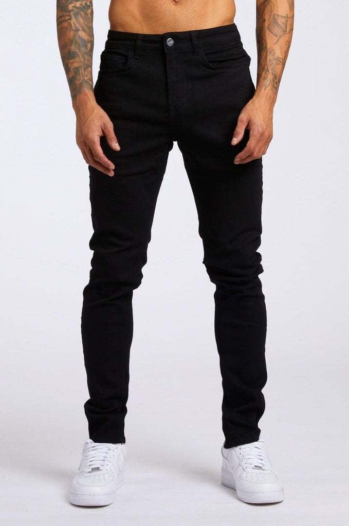 Mens Jeans Elastic Skinny Solid Color Stretch Pencil Pants Slim Fit Denim Jeans Jogging Streetwear Cowboy Casual Trousers Blck