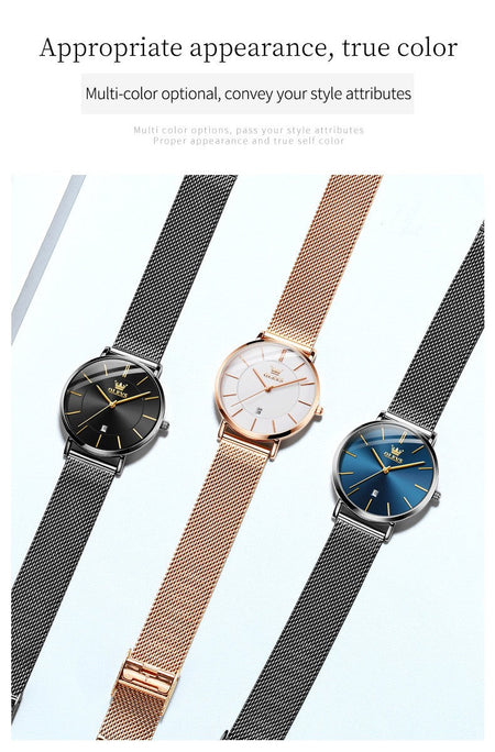 OLEVS 5869 Fashion Women's Watches Milanese Mesh Belt Waterproof Simplicity Versatile Quartz Watch for Lady Original Wristwatch