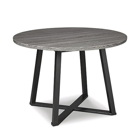 Ashley Centiar Mid-Century Modern Round Dining Table with Gray and Black Metal Legs
