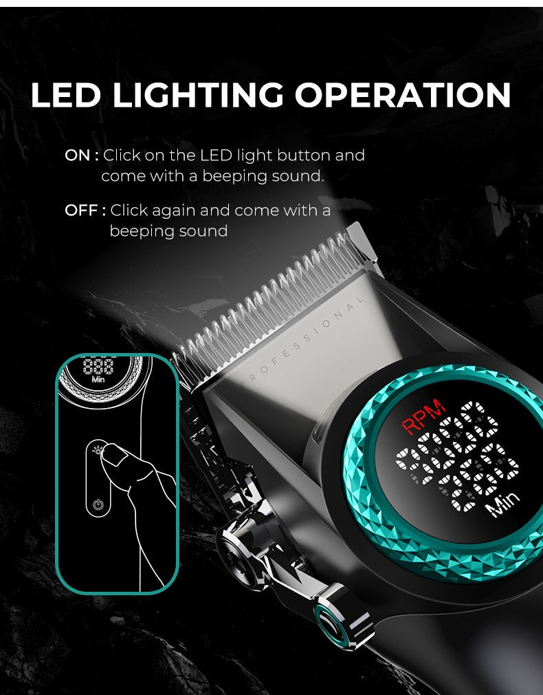 VGR 001 977 new hair trimming set high-end men's hair clipper intelligent digital display electric pusher carving and whitening